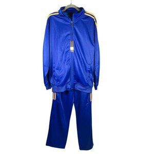Linea Uomo Retro Tracksuit Royal Blue w/ Gold Stripes‎ Men's XL New Active Flaw